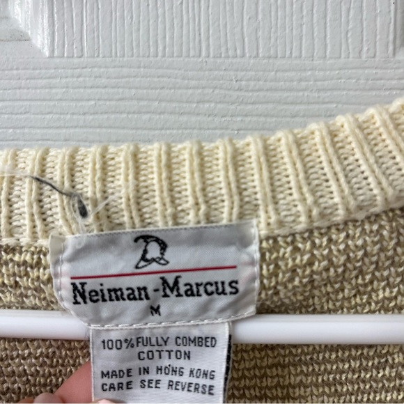 Neiman Marcus men’s vintage classic argyle v neck combed cotton sweater - Picture 3 of 4